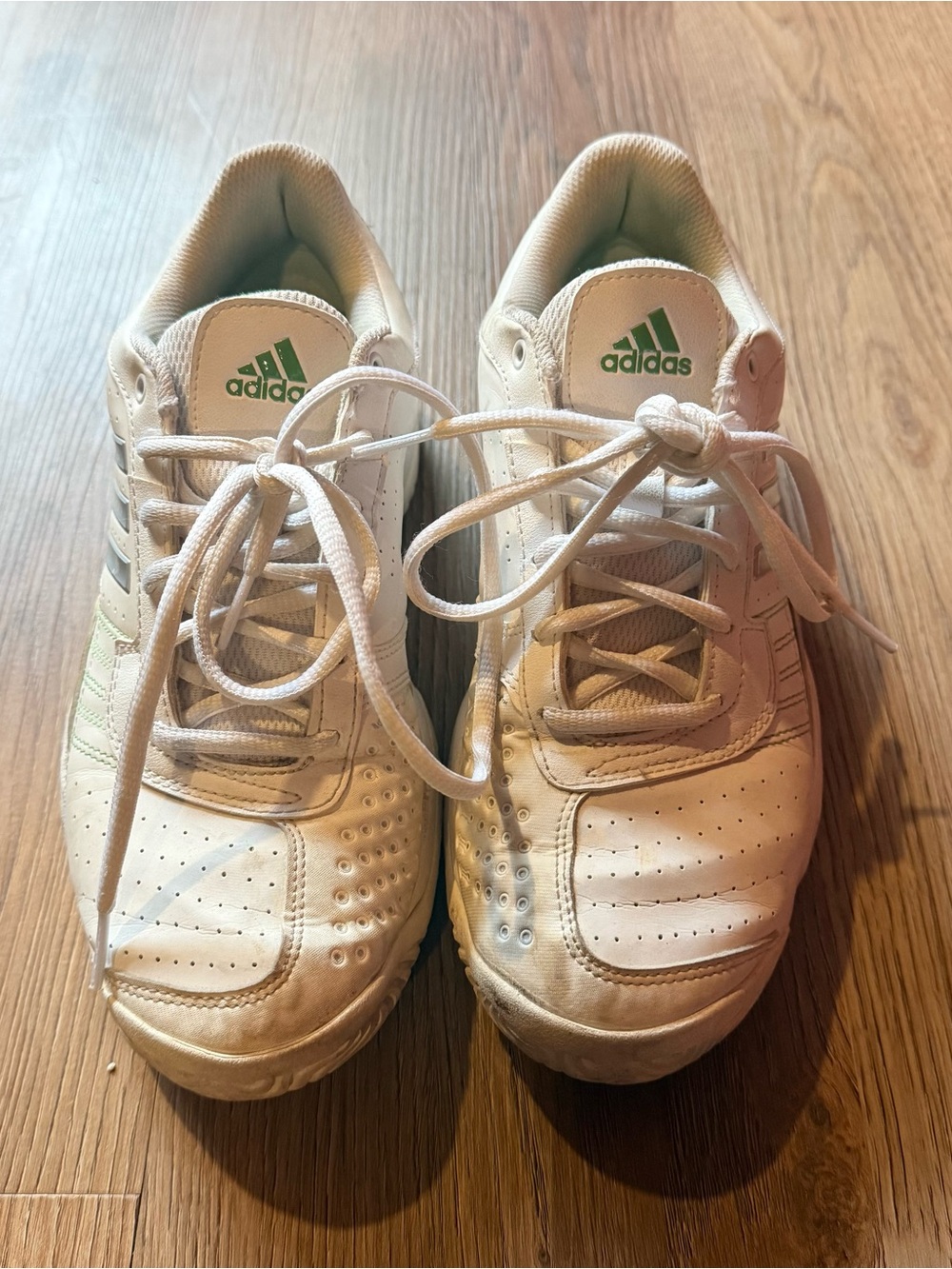 adidas White Sneakers with Green Logo Accents